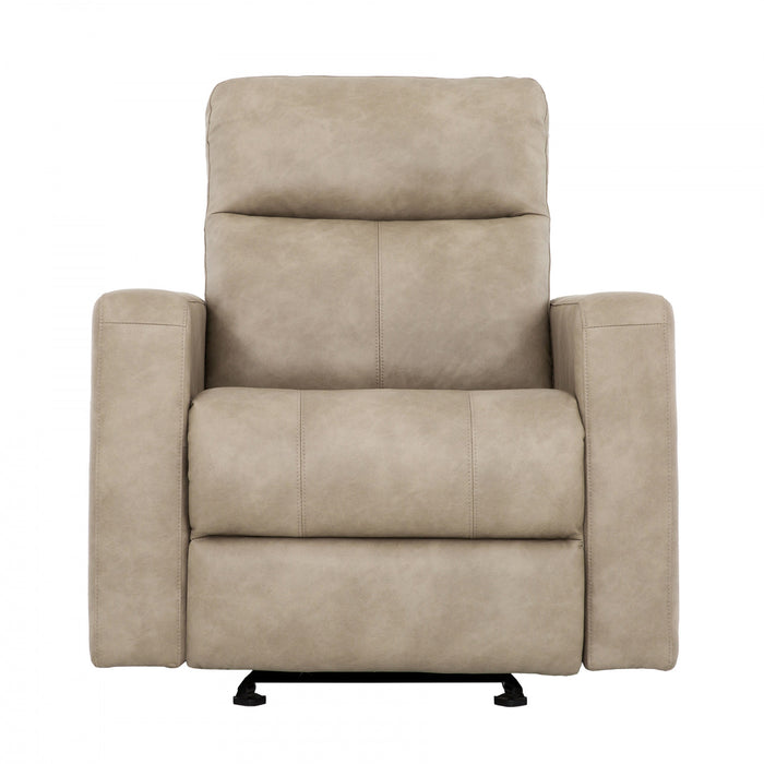 Denton 34 in. Faux Leather Manual Glider Recliner Chair - Taupe
