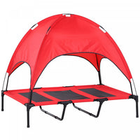 Pawhut Elevated Cooling Pet Bed Portable Raised Dog Cot With Canopy For Xl Sized Dogs, Indoor & Outd