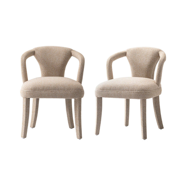 Palmer Mid-Century Modern Upholstered Tweed Armchair in Gold Dust - Set of 2 Dining Chair