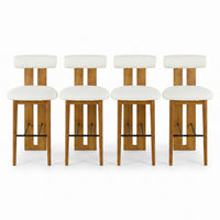 Sophia Indoor Modern Rubberwood Bar Stool Set of 4 with Supportive Backrest,White&Walnut 