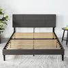 Denna Upholstered Platform Bed with Headboard in Dark Grey - Full Size