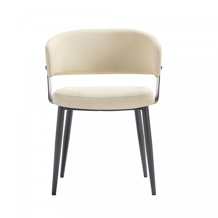 Luce Modern Metal Textured Vegan Leather Dining Chair in Sand