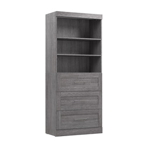 Bestar Pur 36 W Closet Organizer with Drawers - Bark Grey
