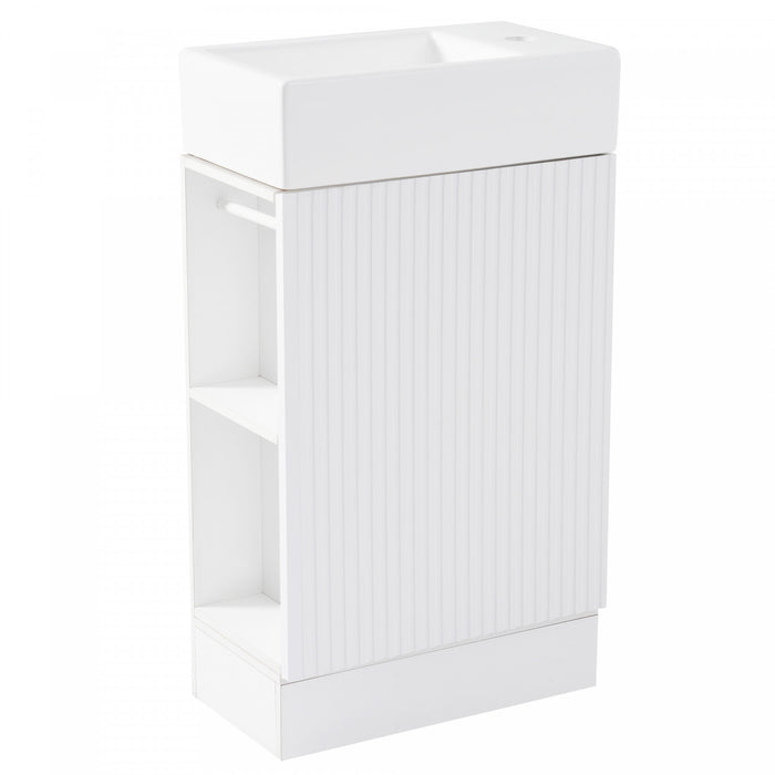 Ethan 18.6\" Bathroom Vanity with Sink and Adjustable Shelf, White