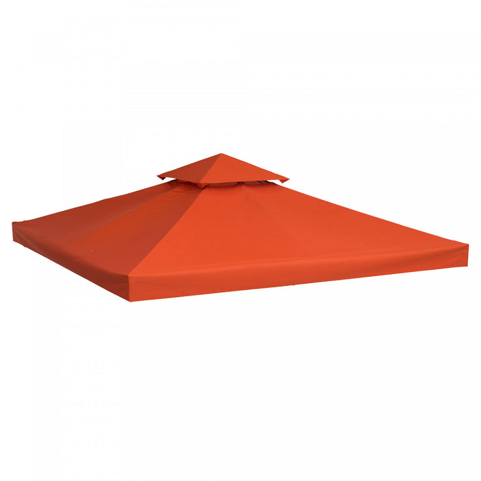 Outsunny 9.8' X 9.8' Square 2-tier Gazebo Canopy Replacement Top Cover Outdoor Garden Sun Shade, Red