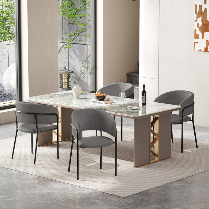 Ethan Set of 4 Modern Corduroy Upholstery Side Chair with Angled Legs and Adjustable Feet,Beige Dining Chair