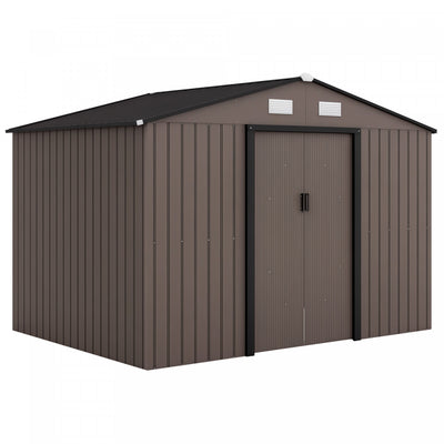 Outsunny 9.1'x 6.4' X 6.3' Garden Storage Shed W/ Steel Foundation Kit
