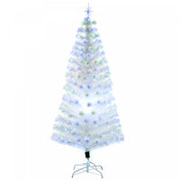Homcom 6ft Artificial Fiber Optic Pre-lit Christmas Tree With 220 Led Lights And Branch Tips