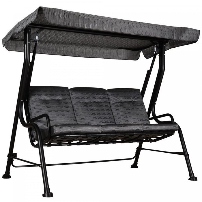 Outsunny Outdoor 3-person Metal Porch Swing Chair With Canopy Grey