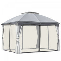 Outsunny 12' X 10' 2-tier Outdoor Gazebo Canopy Tent For Patio With Zippered Mesh Sidewalls, Solid S