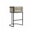 Cosmopolitan Mid-Century Modern Metal Upholstered Barstool in Stone Gray