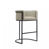 Cosmopolitan Mid-Century Modern Metal Upholstered Barstool in Stone Gray