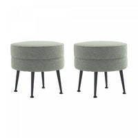 Bailey Mid-Century Modern Upholstered Accent Ottoman in Sage Green - Set of 2 