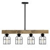 Abell 4 Light Rustic Wood Pendant, Onyx, 32\"L Lamp