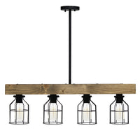 Abell 4 Light Rustic Wood Pendant, Onyx, 32