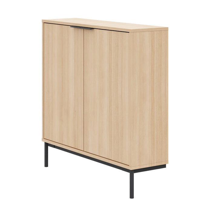 Nordika Slim 2-Door Storage Console Accent Cabinet - Natural Blonde Oak