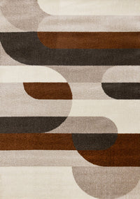 Marley Geometric Curves Taupe Oxblood Area Rug - 5'3