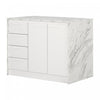 Myro Kitchen Island With Storage - Faux White Marble And White 