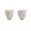 Anderson Modern Sintered Stone Top Upholstered End Table in Cream - Set of 2