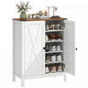 HOMCOM Shoe Cabinet with Barn Doors, Farmhouse Shoe Storage Cabinet, White