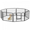 Pawhut Heavy Duty Dog Playpen, 8 Panel 23.5\" Height Metal Pet Puppy Exercise Pen, Diy Design, Outdoor Indoor, For Small Medium Dogs, Black