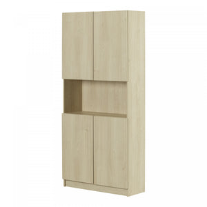 Liora 4-door Bookcase With Open Storage - Bleached Oak