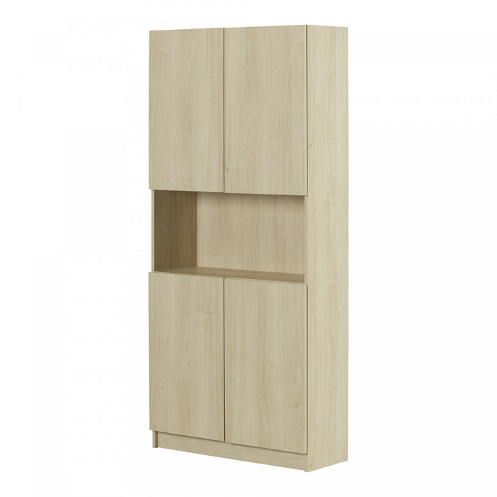 Liora 4-door Bookcase With Open Storage - Bleached Oak