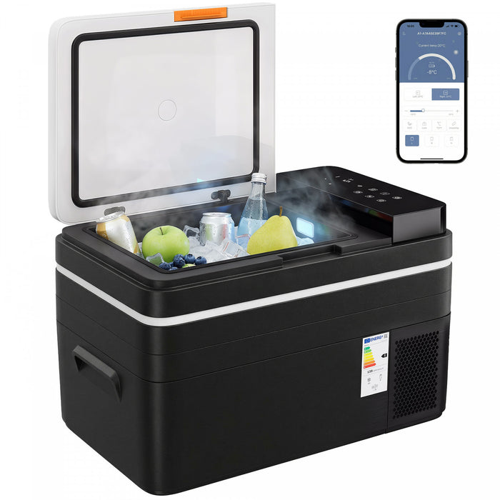 Outsunny 12 Volt Car Refrigerator, 32QT Car Fridge with App Control, 12/24V DC and 100-240V AC, -4℉-68℉, Portable Electric Freezer Compressor Cooler for Truck SUV Travel Camping