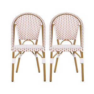 Julien Faux Ratten and Aluminum French Bistro Chairs, Set of 2 - White and Red