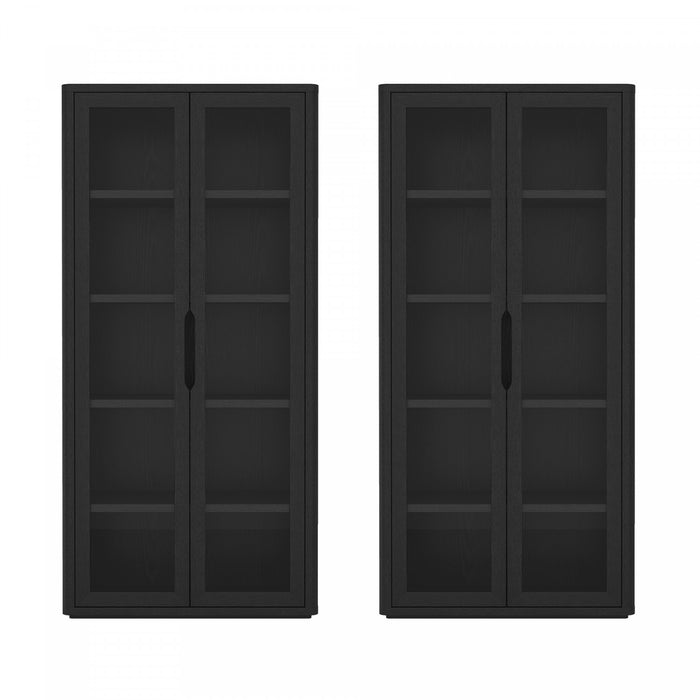 Rivington Modern 38\" Bookcase Cabinet in Black - Set of 2