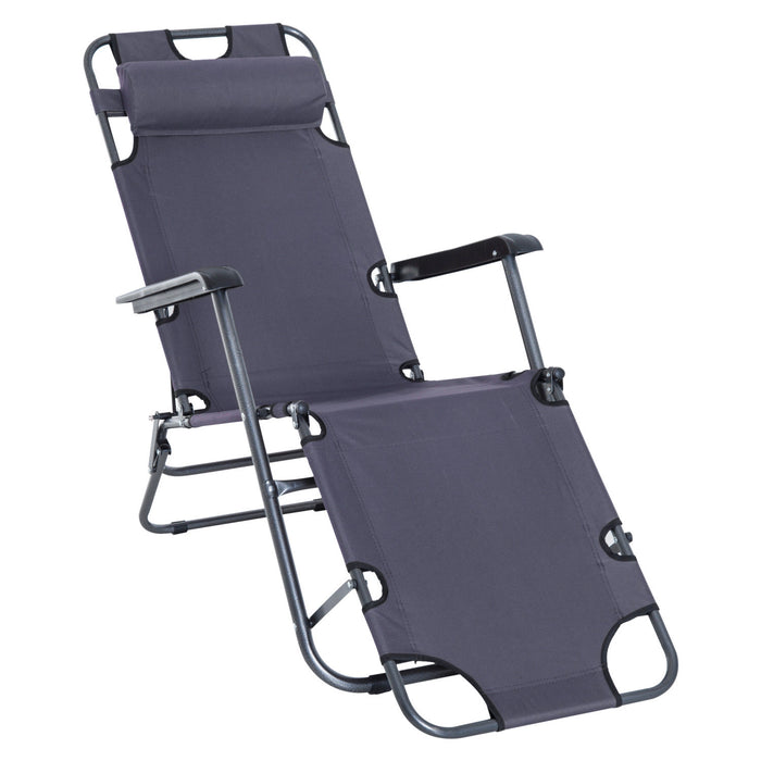 Outsunny Outdoor Lounge Chair 2-level Zero Gravity Recliner W/pillow, Grey