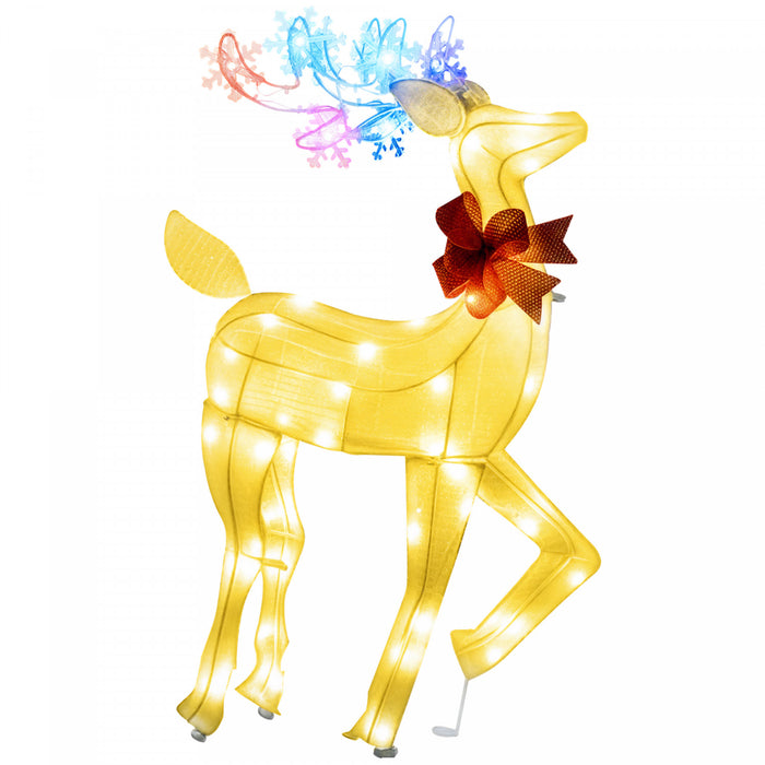 Outsunny Light Up Reindeer Christmas Decoration with 61 LED Lights White