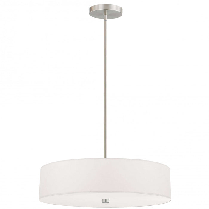 Dainolite Everly 4 Light Pendant Satin Chrome Finish White Shade Lamp