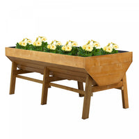 Outsunny 71'' X 32' X 28'' Wooden Raised Garden Bed, Planter Box With Non-woven Fabric, Free Standin