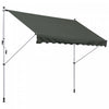 Outsunny 10x5ft Manual Retractable Awning, Patio Sun Shade Canopy Shelter With 5.6-9.2ft Support Pole, Water Resistant Uv Protector, For Window, Door, Porch, Deck, Grey