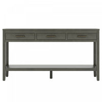 Emma 59.1'' Farmhouse Entryway Table with Drawers and Open Shelf,Grey Sofa Table  