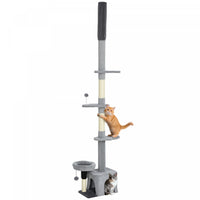 PawHut Floor to Ceiling Cat Tree, 4 Tiers Cat Tower, Adjustable Height 89-100