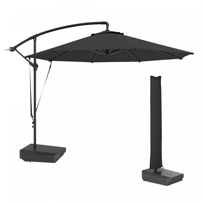Outsunny 10ft Patio Umbrella W/fillable Base Wind Strap Cover Upf50+grey