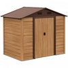 Outsunny 6.4' X 7.7' Outdoor Storage Shed With Double Doors, Metal Garden Shed House For Gardening Tool, Bike, Motorcycle Storage, Brown With Wood Grain
