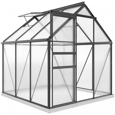 Outsunny 6' x 6' x 6.5' Polycarbonate Greenhouse Walk-in Green House, Grey