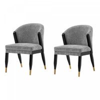 Ola Modern Wood Chenille Dining Chair in Gray - Set of 2 