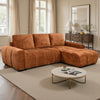 Cove 2-Piece Chenille Sleeper Sectional with Storage Chaise and Rounded Arms - Rust | Cove Sectionnel-lit 2 pieces en chenille avec chaise longue de rangement et accoudoirs arrondis - Rouille