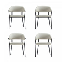 Belle Modern Metal Upholstered Dining Chair in Oatmeal - Set of 4