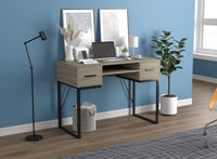 43” Computer Desk With 2 Drawers 1 Shelf - Dark Taupe With Black Metal Base 