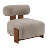 Luma Modern Boucle Lounge Chair with Rolled Backrest and Solid Wood Frame, Brown, Walnut