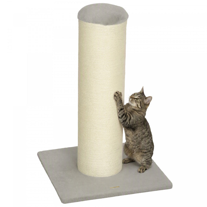 PawHut 30\" Tall Cat Scratching Post, 7.9\" Large Diameter Scratch Post with Natural Sisal Rope and Stable Base, Wooden Cat Scratcher for Indoor Kittens, Light Grey