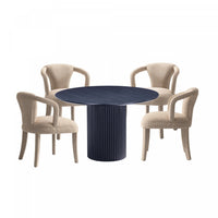 Hathaway and Palmer Modern Industry Chic 5-Piece Dining Set in Ivory and Black Dining Room Set 