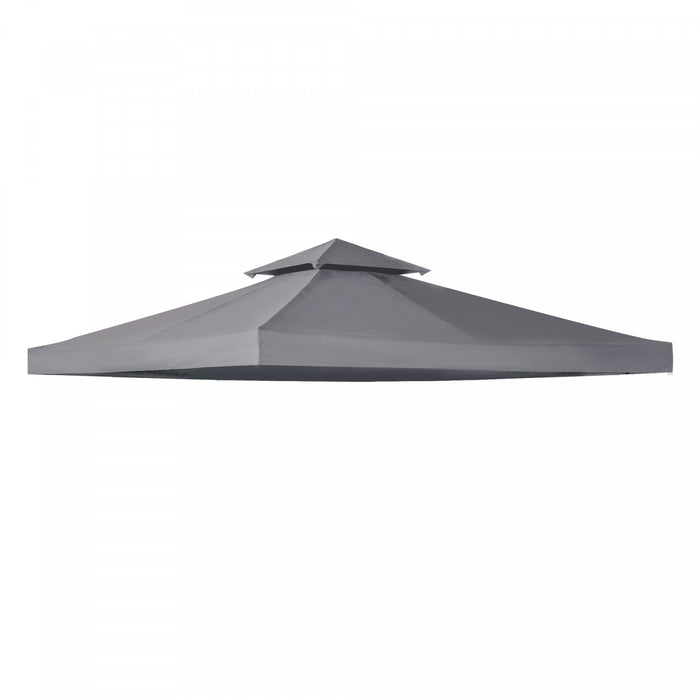 Outsunny 9.8' X 9.8' Square 2-tier Gazebo Canopy Replacement Top Cover Outdoor Garden Sun Shade, Dark Grey