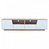 Lumina 64.9 Inch TV Cabinet with LED Lights and High-Gloss Finish, White/Wood