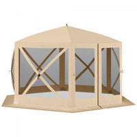 Outsunny 12' X 12' Hexagon Automatic Pop Up Screen Tents Camping Shelter Picnic Canopy Outdoor Sun S